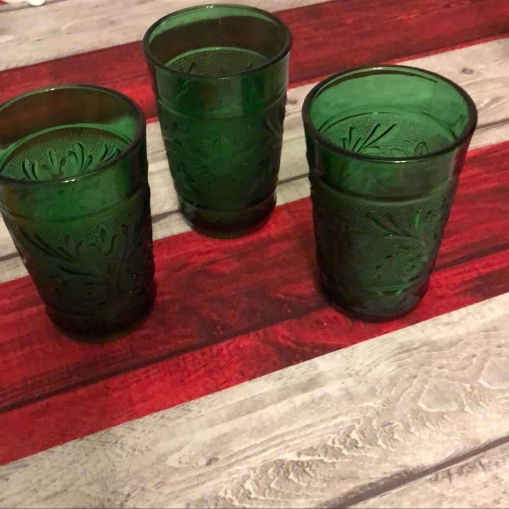 Anchor Hocking green juice glasses